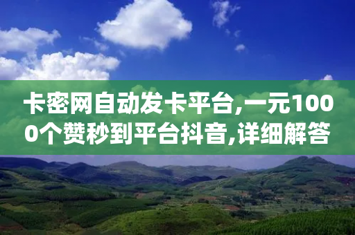 卡密网自动发卡平台,一元1000个赞秒到平台抖音,详细解答解释落实 _ iPad33.45.128-第1张图片-靖非智能科技传媒