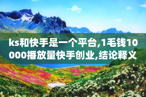 ks和快手是一个平台,1毛钱10000播放量快手创业,结论释义解释落实 _ GM版169.322.46-第1张图片-靖非智能科技传媒