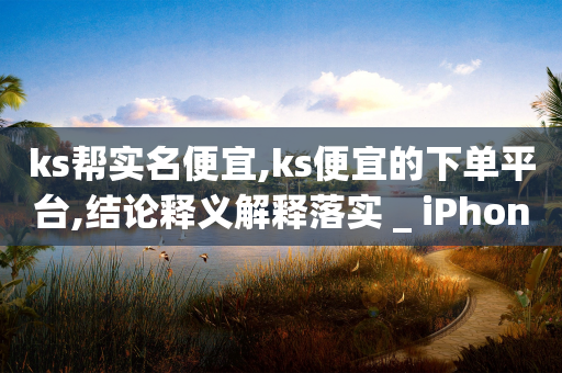 ks帮实名便宜,ks便宜的下单平台,结论释义解释落实 _ iPhone34.2.156