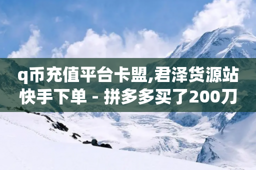 q币充值平台卡盟,君泽货源站快手下单 - 拼多多买了200刀全被吞了 - 拼多多领700元需要集齐那些-第1张图片-靖非智能科技传媒