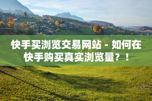 快手买浏览交易网站 - 如何在快手购买真实浏览量？！-第1张图片-靖非智能科技传媒