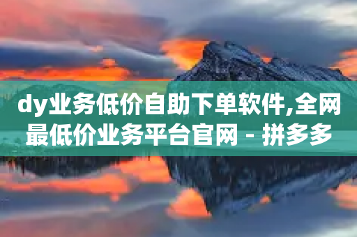 dy业务低价自助下单软件,全网最低价业务平台官网 - 拼多多助力平台网站 - 拼多多流量怎么做起来-第1张图片-靖非智能科技传媒