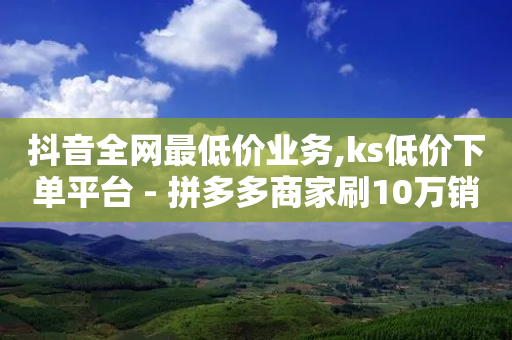 抖音全网最低价业务,ks低价下单平台 - 拼多多商家刷10万销量 - 拼多多助力领现金是真的吗-第1张图片-靖非智能科技传媒