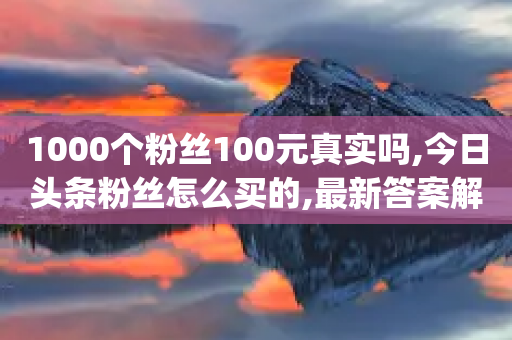 1000个粉丝100元真实吗,今日头条粉丝怎么买的,最新答案解释落实 _ iPhone34.2.94-第1张图片-靖非智能科技传媒