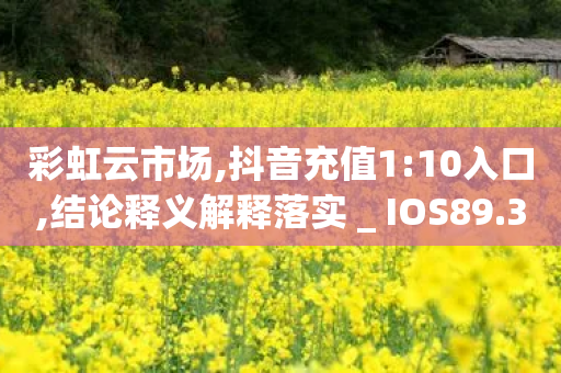 彩虹云市场,抖音充值1:10入口,结论释义解释落实 _ IOS89.32.108