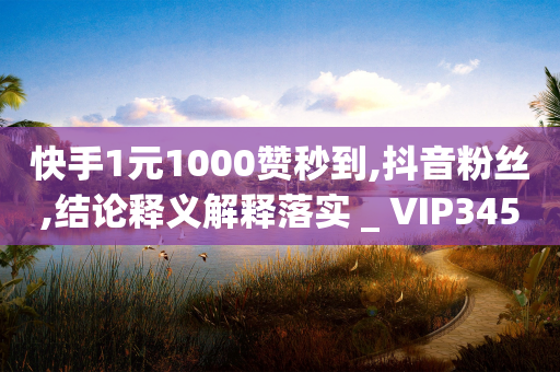 快手1元1000赞秒到,抖音粉丝,结论释义解释落实 _ VIP345.324.50-第1张图片-靖非智能科技传媒