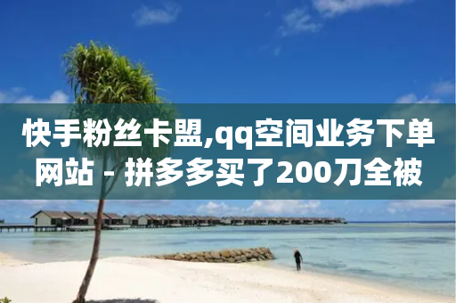 快手粉丝卡盟,qq空间业务下单网站 - 拼多多买了200刀全被吞了 - 拼多多助力低价平台-第1张图片-靖非智能科技传媒