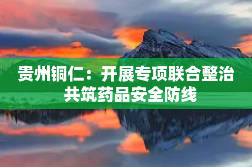 贵州铜仁：开展专项联合整治  共筑药品安全防线-第1张图片-靖非智能科技传媒