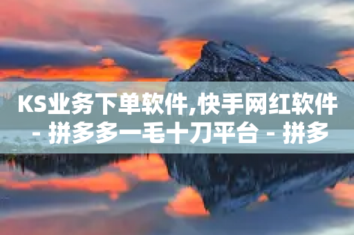 KS业务下单软件,快手网红软件 - 拼多多一毛十刀平台 - 拼多多现金转盘700流程