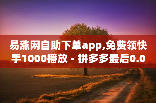 易涨网自助下单app,免费领快手1000播放 - 拼多多最后0.01解决办法 - 网络项目资源网-第1张图片-靖非智能科技传媒