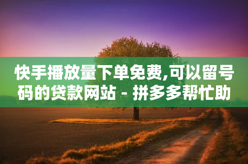 快手播放量下单免费,可以留号码的贷款网站 - 拼多多帮忙助力 - 砍拼多多软件-第1张图片-靖非智能科技传媒