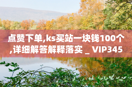 点赞下单,ks买站一块钱100个,详细解答解释落实 _ VIP345.324.50-第1张图片-靖非智能科技传媒