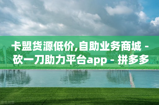 卡盟货源低价,自助业务商城 - 砍一刀助力平台app - 拼多多砍价黑科技软件-第1张图片-靖非智能科技传媒