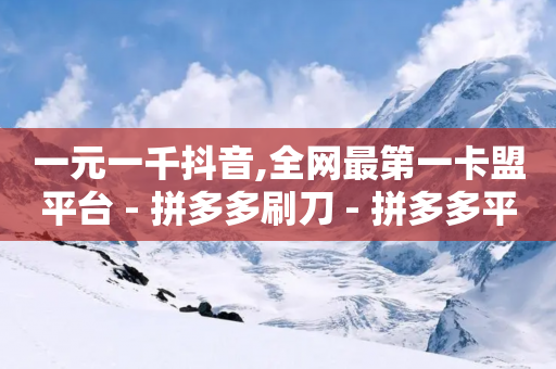 一元一千抖音,全网最第一卡盟平台 - 拼多多刷刀 - 拼多多平台合作协议最新版本