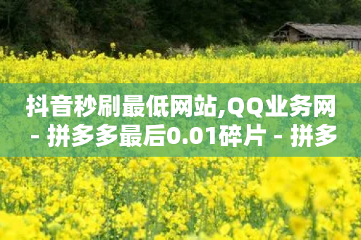 抖音秒刷最低网站,QQ业务网 - 拼多多最后0.01碎片 - 拼多多砍一刀福卡需要多少人-第1张图片-靖非智能科技传媒