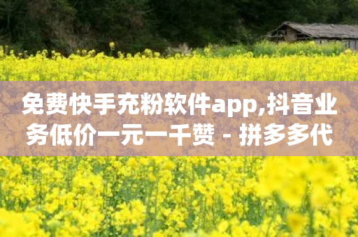 免费快手充粉软件app,抖音业务低价一元一千赞 - 拼多多代砍网站秒砍 - 拼多多辟谣助力泄露信息