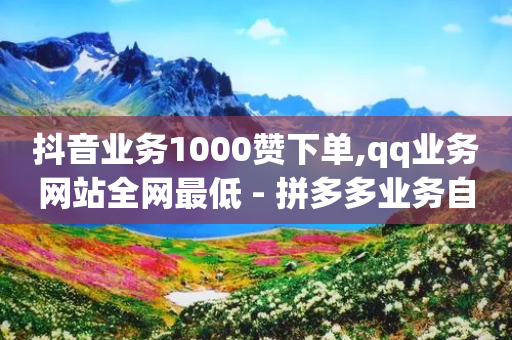 抖音业务1000赞下单,qq业务网站全网最低 - 拼多多业务自助下单网站 - 拼多多300元领取教程-第1张图片-靖非智能科技传媒