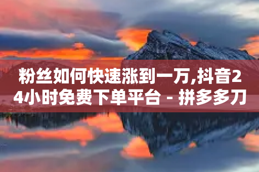 粉丝如何快速涨到一万,抖音24小时免费下单平台 - 拼多多刀 - 拼多多提现50元差一个积分