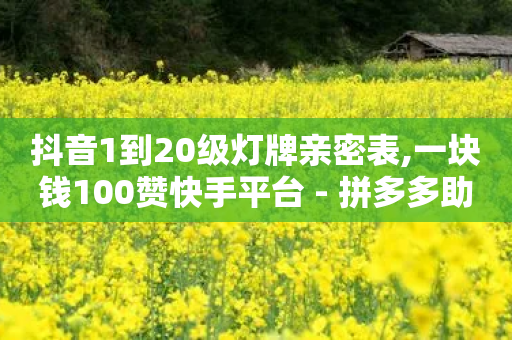 抖音1到20级灯牌亲密表,一块钱100赞快手平台 - 拼多多助力新用户网站 - 拼多多助力积分差50