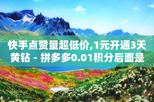 快手点赞量超低价,1元开通3天黄钻 - 拼多多0.01积分后面是什么 - 微商软件自助下单商城