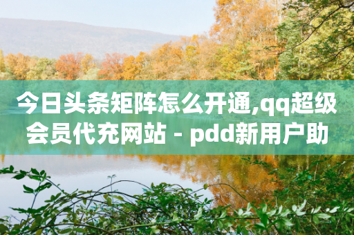 今日头条矩阵怎么开通,qq超级会员代充网站 - pdd新用户助力网站 - qq刷钻卡盟永久网站