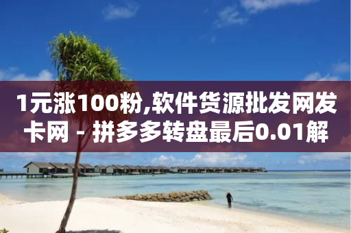 1元涨100粉,软件货源批发网发卡网 - 拼多多转盘最后0.01解决办法 - 拼多多改销量-第1张图片-靖非智能科技传媒