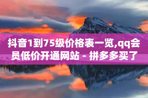 抖音1到75级价格表一览,qq会员低价开通网站 - 拼多多买了200刀全被吞了 - 你可以上网搜一下拼多多吞刀-第1张图片-靖非智能科技传媒