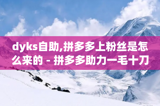 dyks自助,拼多多上粉丝是怎么来的 - 拼多多助力一毛十刀网站 - 拼多多电脑版怎么打开