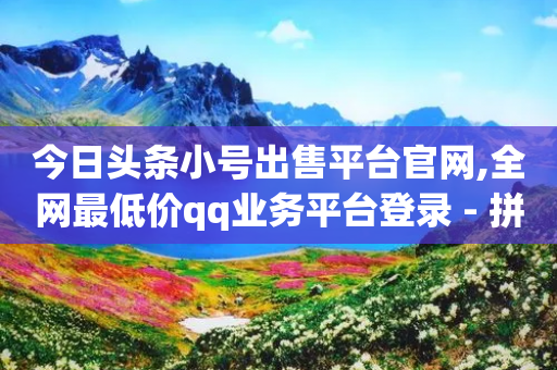 今日头条小号出售平台官网,全网最低价qq业务平台登录 - 拼多多业务助力平台 - 砍一刀的套路-第1张图片-靖非智能科技传媒