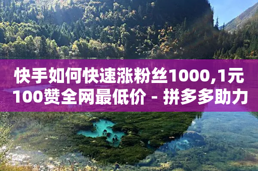 快手如何快速涨粉丝1000,1元100赞全网最低价 - 拼多多助力刷人软件新人 - 电商助手关闭会怎么样-第1张图片-靖非智能科技传媒