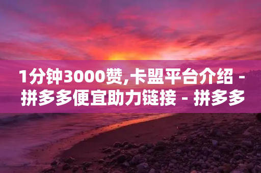 1分钟3000赞,卡盟平台介绍 - 拼多多便宜助力链接 - 拼多多帮忙砍一刀-第1张图片-靖非智能科技传媒