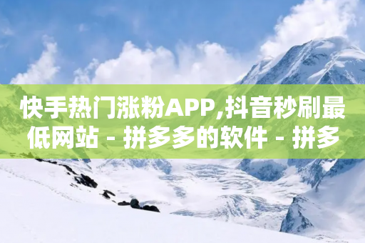 快手热门涨粉APP,抖音秒刷最低网站 - 拼多多的软件 - 拼多多行业概述