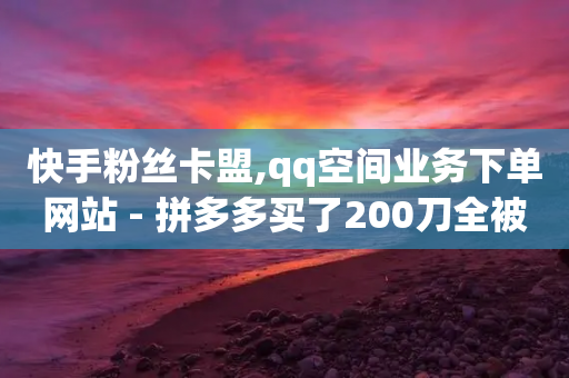 快手粉丝卡盟,qq空间业务下单网站 - 拼多多买了200刀全被吞了 - 拼多多助力低价平台-第1张图片-靖非智能科技传媒