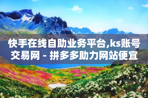 快手在线自助业务平台,ks账号交易网 - 拼多多助力网站便宜 - 拼多多按键精灵脚本-第1张图片-靖非智能科技传媒