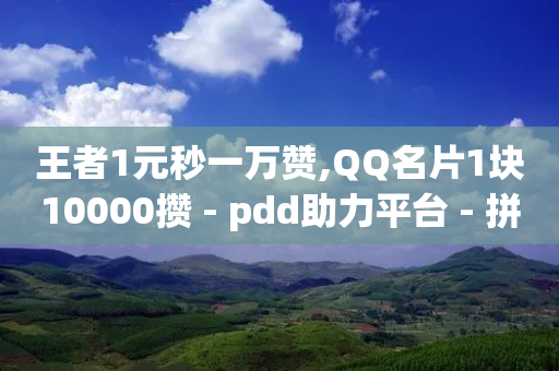 王者1元秒一万赞,QQ名片1块10000攒 - pdd助力平台 - 拼多多最后一积分后面还有吗-第1张图片-靖非智能科技传媒