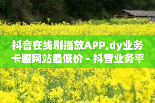 抖音在线刷播放APP,dy业务卡盟网站最低价 - 抖音业务平台24小时 - dy评论下单业务-第1张图片-靖非智能科技传媒