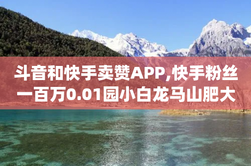 斗音和快手卖赞APP,快手粉丝一百万0.01园小白龙马山肥大地房产装修网站 - 快手业务平台子萧网 - 1元qq空间10万访客-第1张图片-靖非智能科技传媒