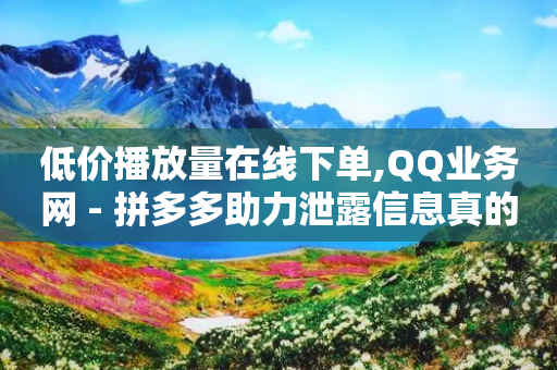 低价播放量在线下单,QQ业务网 - 拼多多助力泄露信息真的假的 - 拼多多助力用什么软件-第1张图片-靖非智能科技传媒