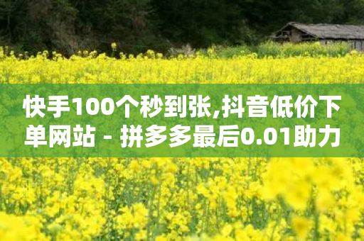 快手100个秒到张,抖音低价下单网站 - 拼多多最后0.01助力不了 - 拼多多0元领5件商品的入口-第1张图片-靖非智能科技传媒