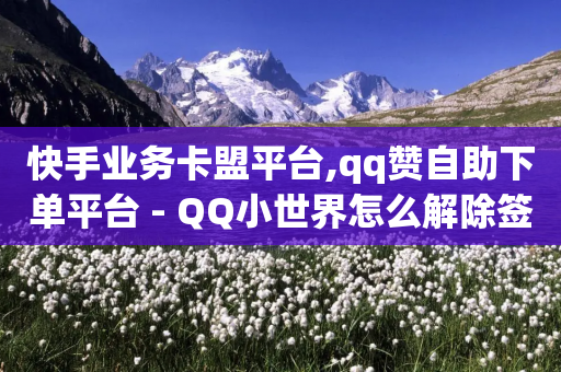 快手业务卡盟平台,qq赞自助下单平台 - QQ小世界怎么解除签约机构 - 傲世卡盟-第1张图片-靖非智能科技传媒