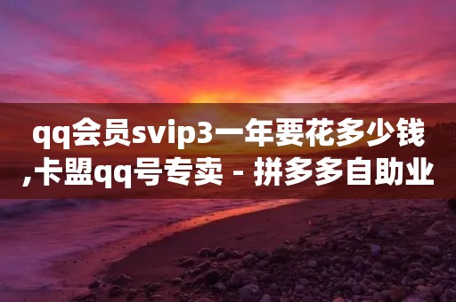 qq会员svip3一年要花多少钱,卡盟qq号专卖 - 拼多多自助业务网 - 拼多多0.1兑换碎片还要多久-第1张图片-靖非智能科技传媒