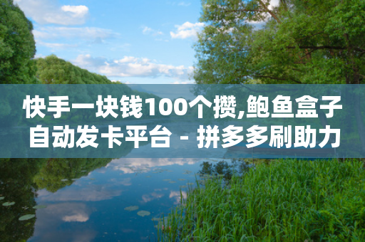 快手一块钱100个攒,鲍鱼盒子自动发卡平台 - 拼多多刷助力 - 拼多多抢600元技巧