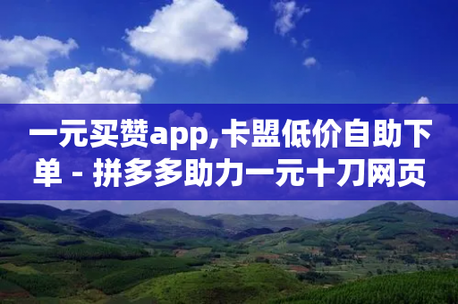 一元买赞app,卡盟低价自助下单 - 拼多多助力一元十刀网页 - 天天领现金邀请多少人-第1张图片-靖非智能科技传媒