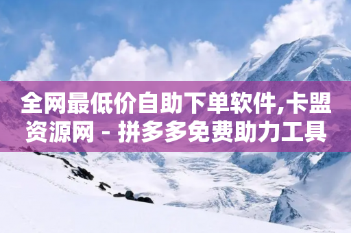 全网最低价自助下单软件,卡盟资源网 - 拼多多免费助力工具最新版 - 拼多多微信绑卡帮人助力-第1张图片-靖非智能科技传媒