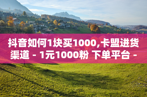 抖音如何1块买1000,卡盟进货渠道 - 1元1000粉 下单平台 - 抖音24小时在线下单网站