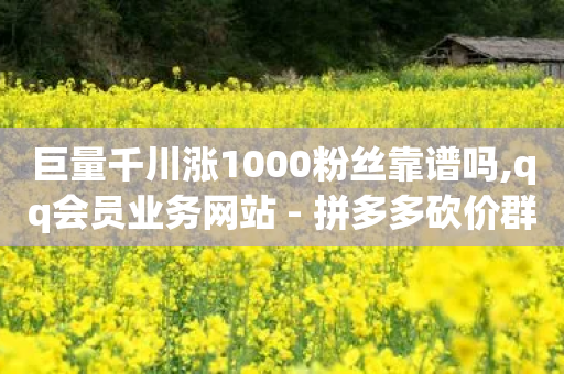 巨量千川涨1000粉丝靠谱吗,qq会员业务网站 - 拼多多砍价群免费进 - 拼多多再拼一单可领50元