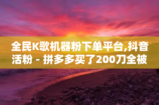 全民K歌机器粉下单平台,抖音活粉 - 拼多多买了200刀全被吞了 - 拼多多商家版登录入口官网-第1张图片-靖非智能科技传媒