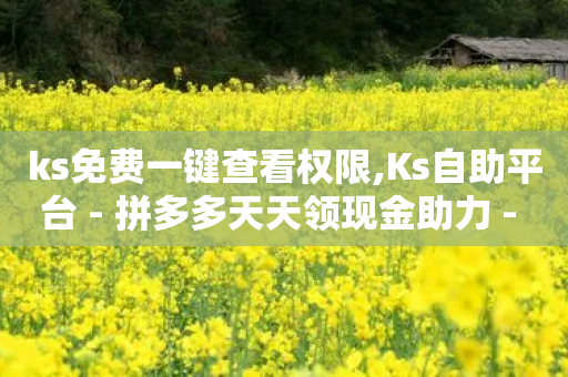 ks免费一键查看权限,Ks自助平台 - 拼多多天天领现金助力 - 拼多多毕业季活动需要多少人助力-第1张图片-靖非智能科技传媒