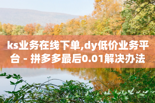 ks业务在线下单,dy低价业务平台 - 拼多多最后0.01解决办法 - 拼多多助力提现没到账怎么办-第1张图片-靖非智能科技传媒