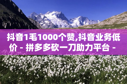 抖音1毛1000个赞,抖音业务低价 - 拼多多砍一刀助力平台 - 拼多多助力800元要多少人-第1张图片-靖非智能科技传媒